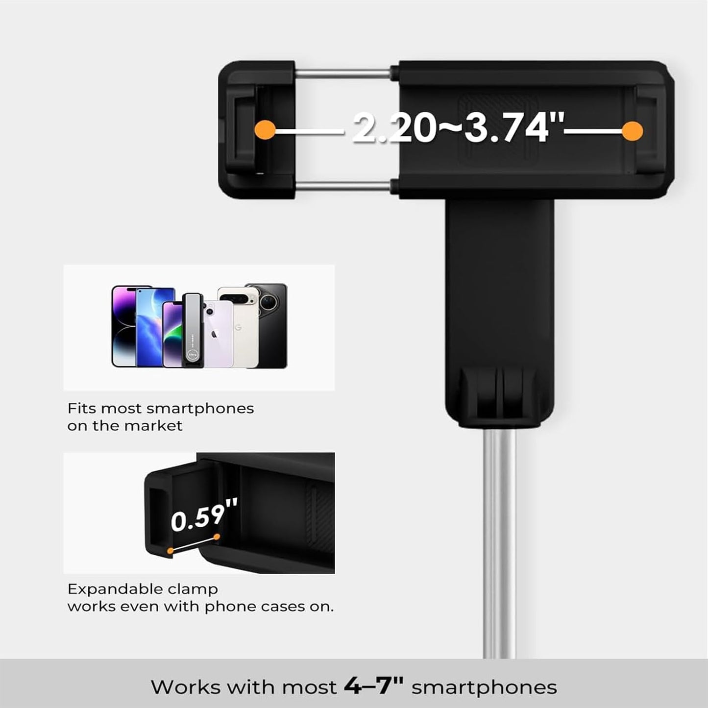 BONERUY Selfie Stick Tripod with Remote, Portable Phone Tripod Stand with Removable Wireless Bluetooth Remote, Selfie
