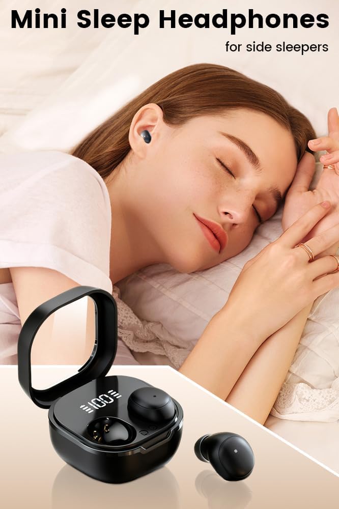 CuiSuto Invisible Mini Sleep Earbuds Wireless Bluetooth, Ultra-Light Comfort Fit Sleep Headphones for Side Sleepers
