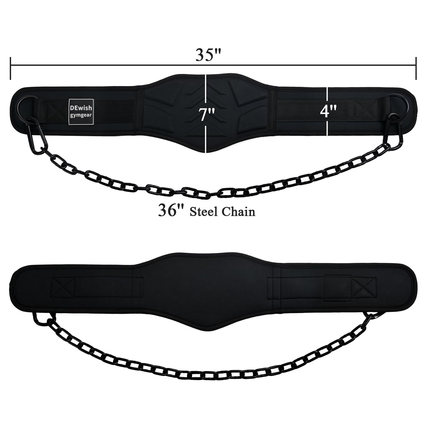 Weightlifting Belt with 41 IN Steel Chain Dip Belt for GYM Workout, Pull Ups, Crossfit, Weight Lifting, Squat, Training, Fitness (Black)