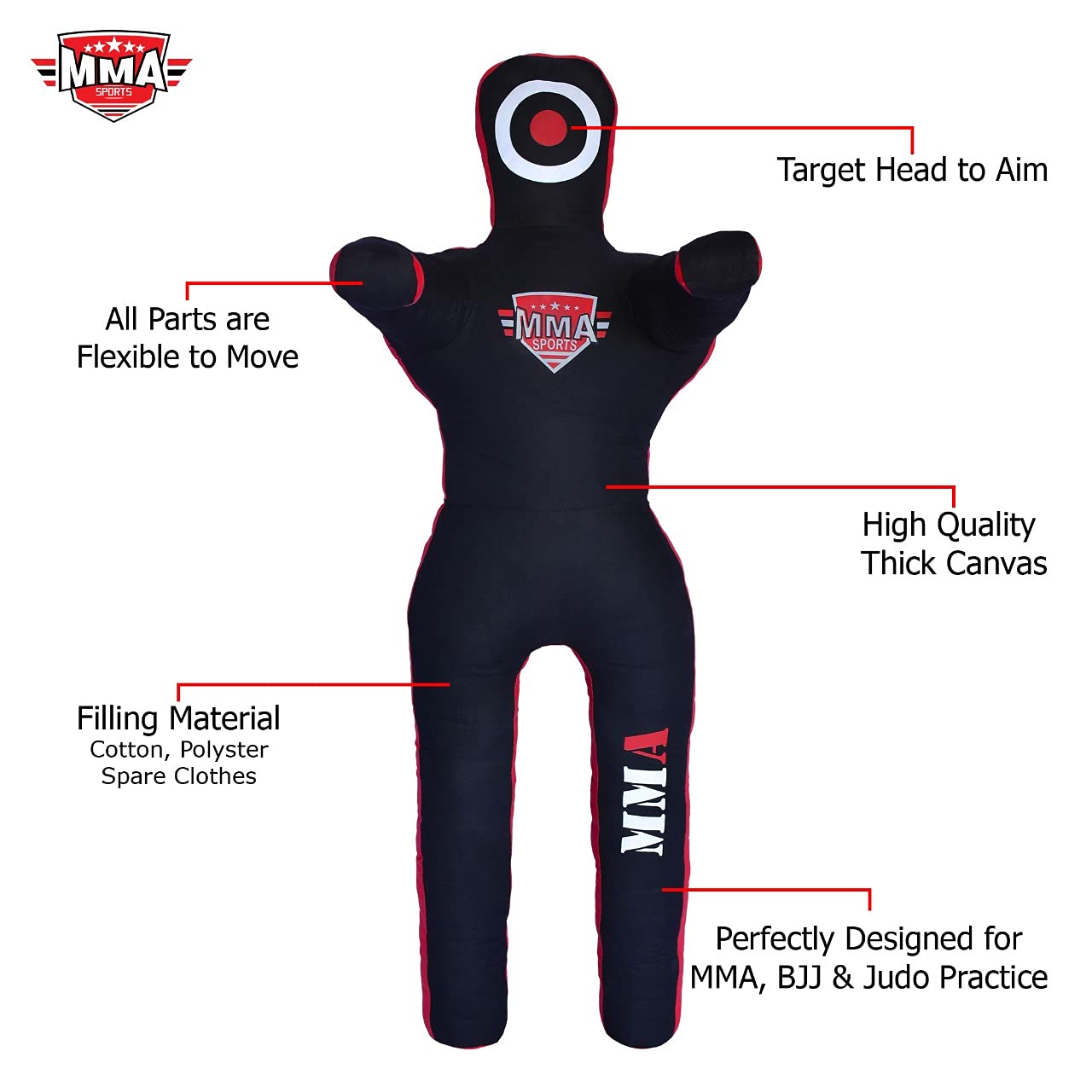 MMA Doctor Bane MMA Brazilian Grappling Submission Dummy Wrestling BJJ Judo Karate Punching Bag Standing Position - 4 FEET -UNFILLED