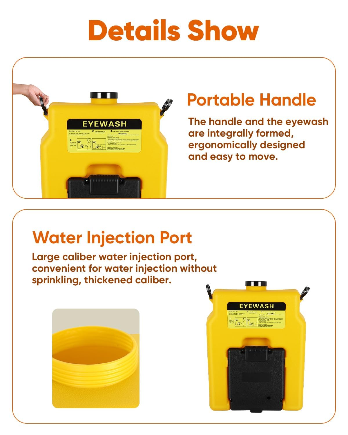 14 Gallon Portable Eyewash Station, OSHA Approved Eye Wash Station for Wall Not Plumbed, Gravity Fed Emergency Eyewash Station with 15 Minute Flush, Eye Wash Station for Construction Site Lab Garage
