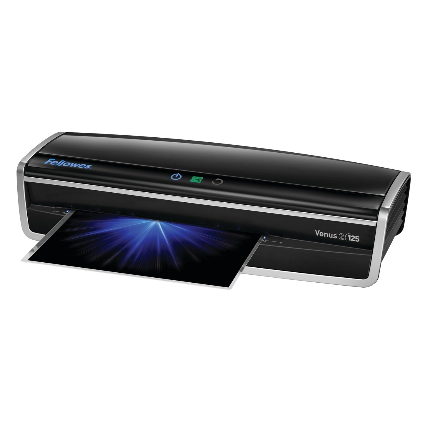 Fellowes Laminator Venus 2 125, Rapid 30-60 Second Warm-up Laminating Machine, with Laminating Pouches Kit (5734801), Black, Silver, 5.1" x 21.3" x 8.2"