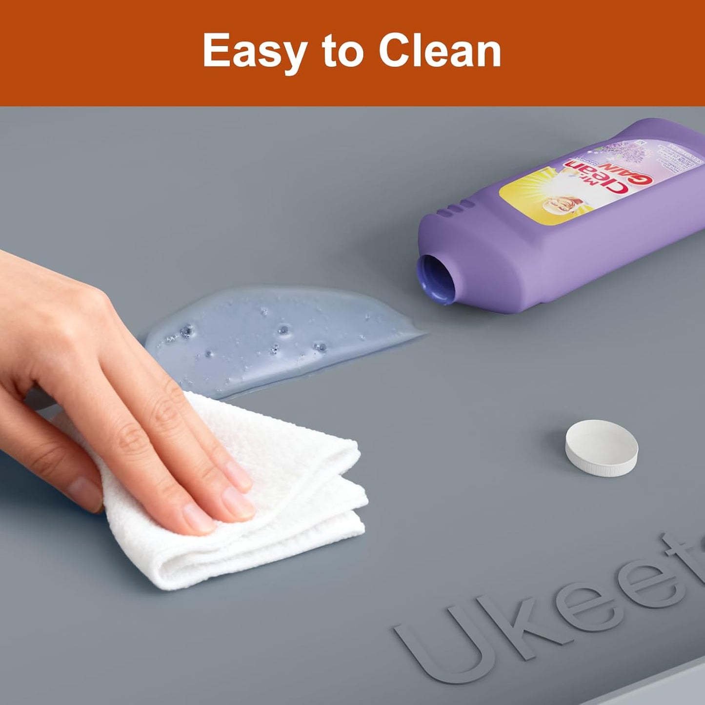 Ukeetap Extra Thick Silicone Mat - Waterproof Under Sink Mat for Kitchen & Bathroom | 34" x 22", Gray