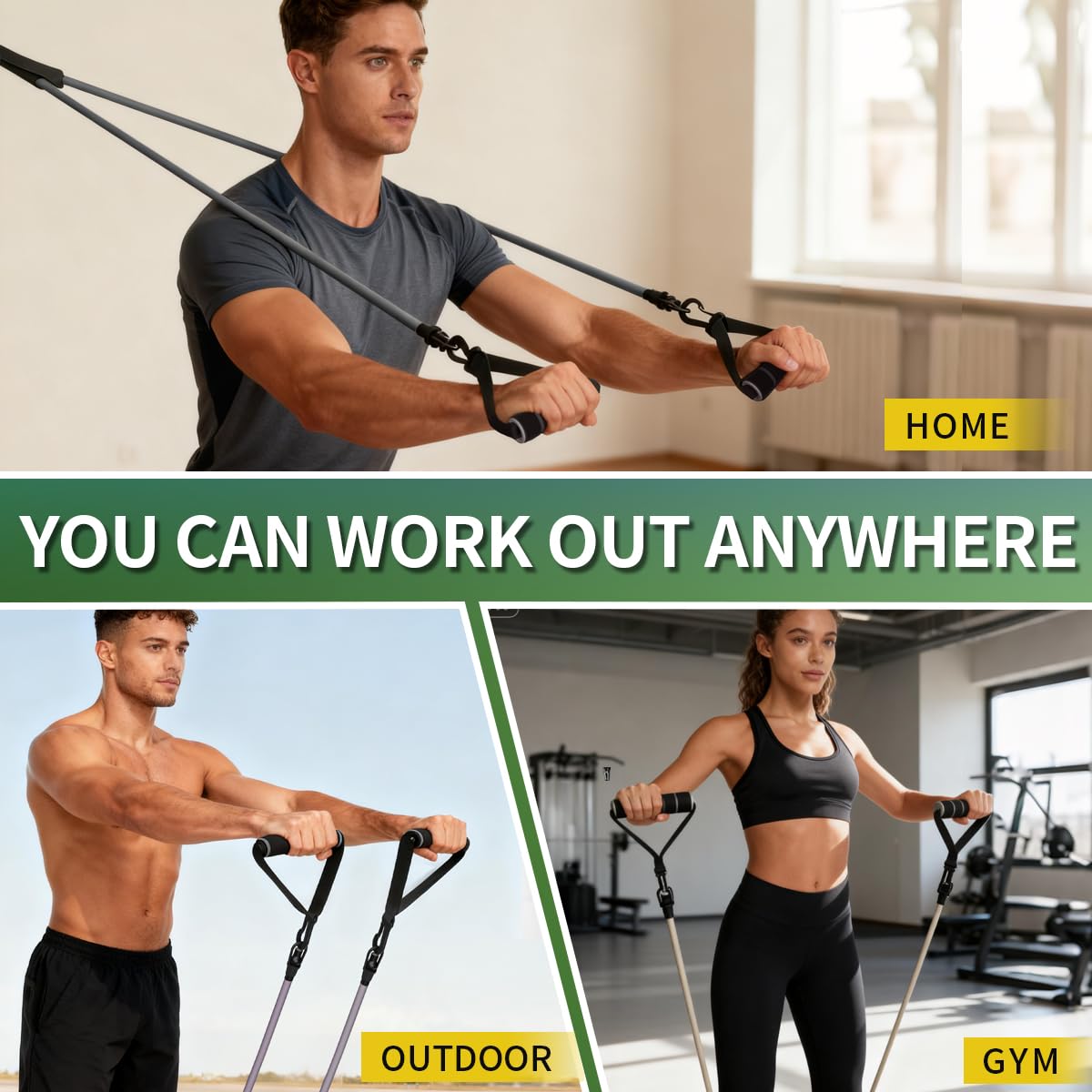 WHATAFIT Resistance Bands, Exercise Bands，Resistance Bands for Working Out with Handles for Men and Women Fitness, Strength Training Home Gym Equipment Purple Gray