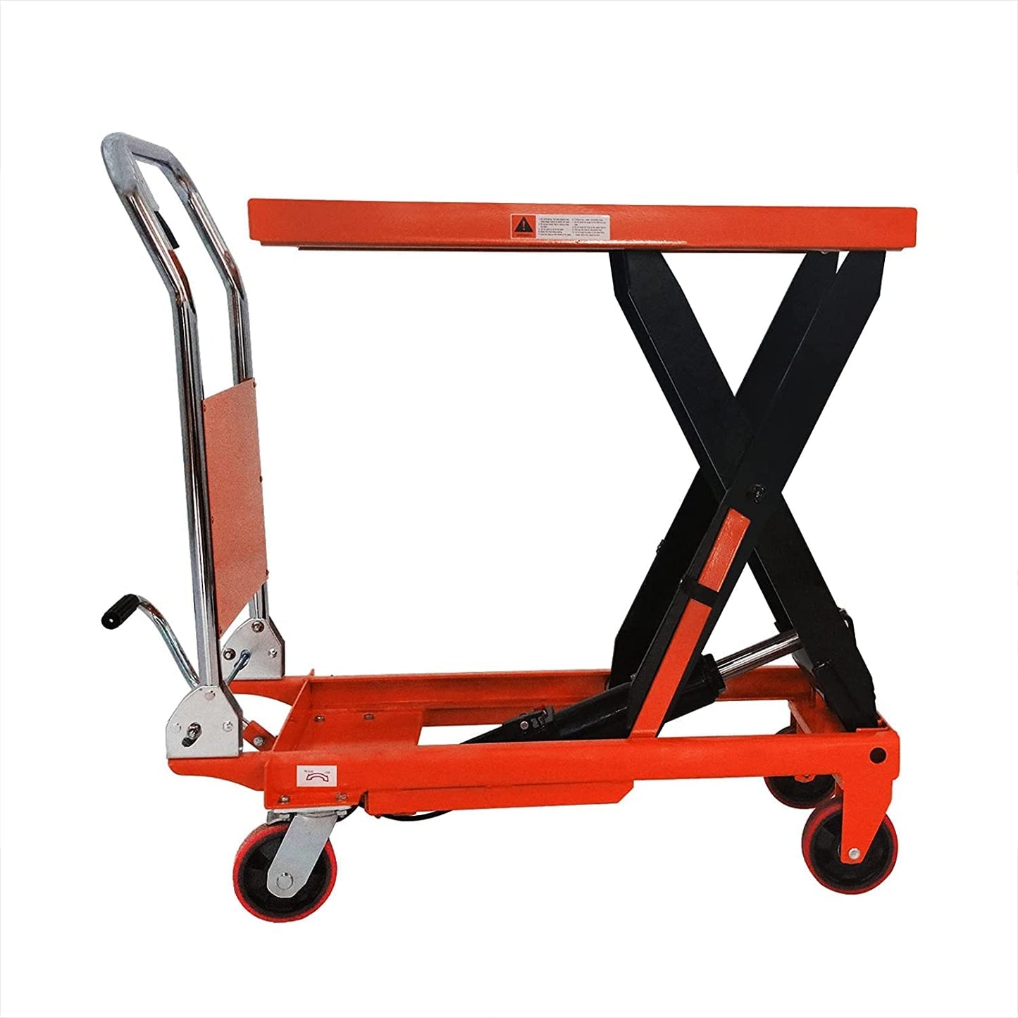 Tory Carrier Hydraulic Scissor 1100LBS Capacity, Lift Table Cart 35.41” Lifting Height, Manual Scissor Lift Table 4 Wheels and Foot Pump, Elevating Hydraulic Cart for Material Handling