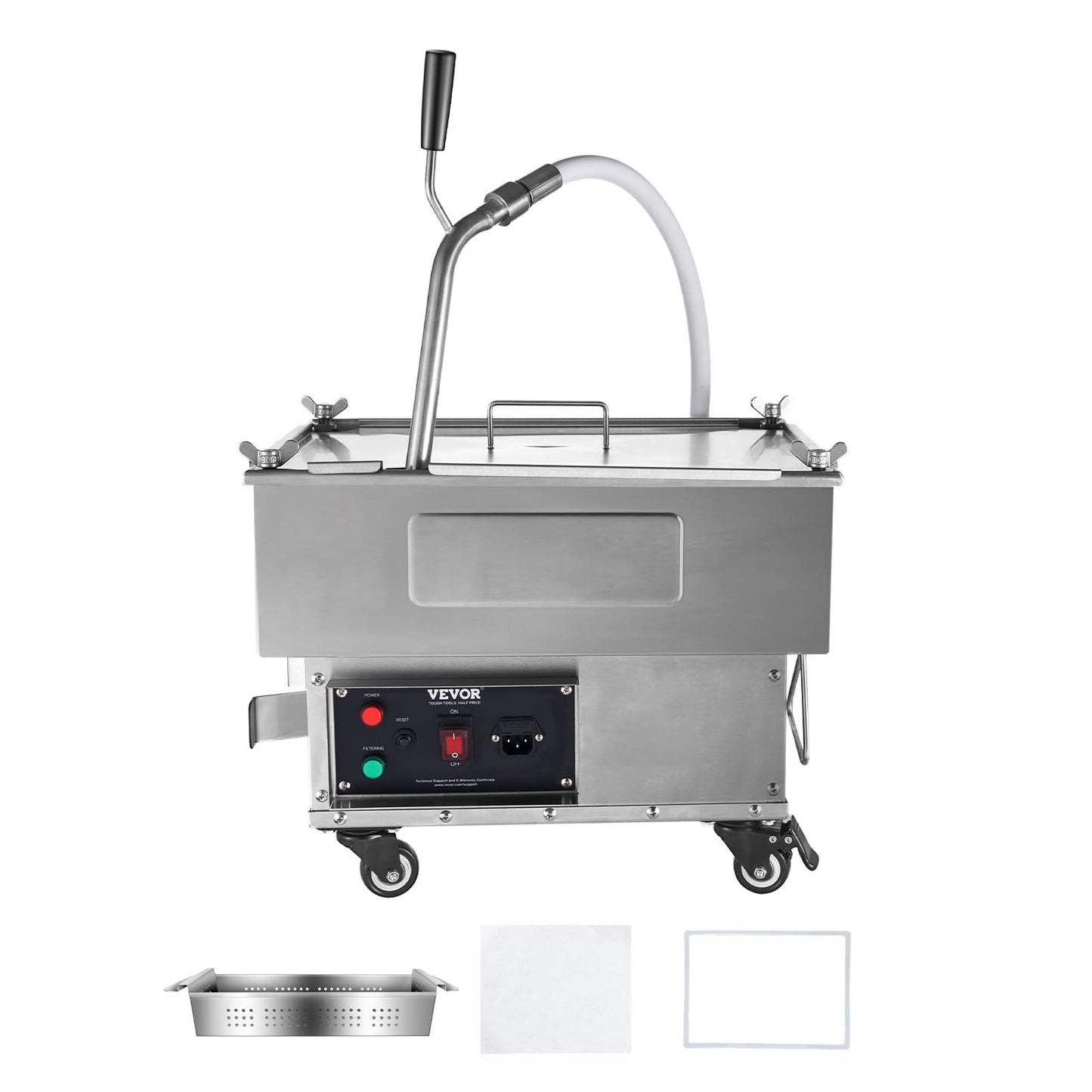 VEVOR Deep Fryer Filter 18 L/44 LBS/5.8 Gal, Frying Oil Filter System Machine 300W, Deep Fryer Oil Filter 10 L/min, Cooking Oil Filter Pump & Oil Hose, Mobile Fryer Filter 110V Kitchen Restaurant