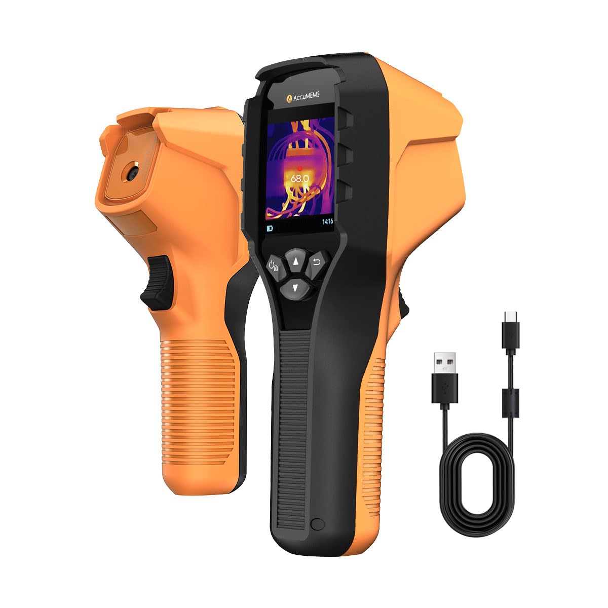 AccuMEMS GT24S Thermal Camera with Thermometer Mode, 320×240 UIRA-IR Enhanced Resolution, 256×192 Native IR, HVAC & Electrical Thermal Imaging Camera with Temp Alarm, -4°F~1202°F, NETD < 40 mK, 25Hz