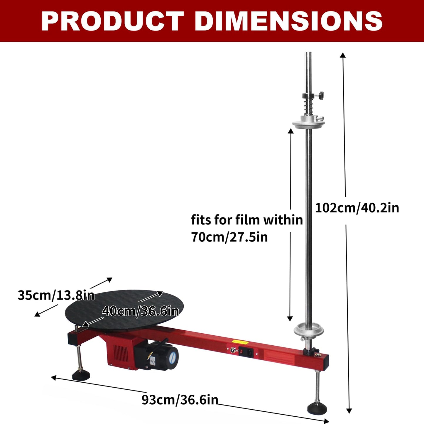 Electric Stretch Film Wrapping Machine,Stretch Film Dispenser Wrap Bench,Heavy Duty Film Wrapper Table Pallet Box Shrink for 12-28in Films,110V 25W