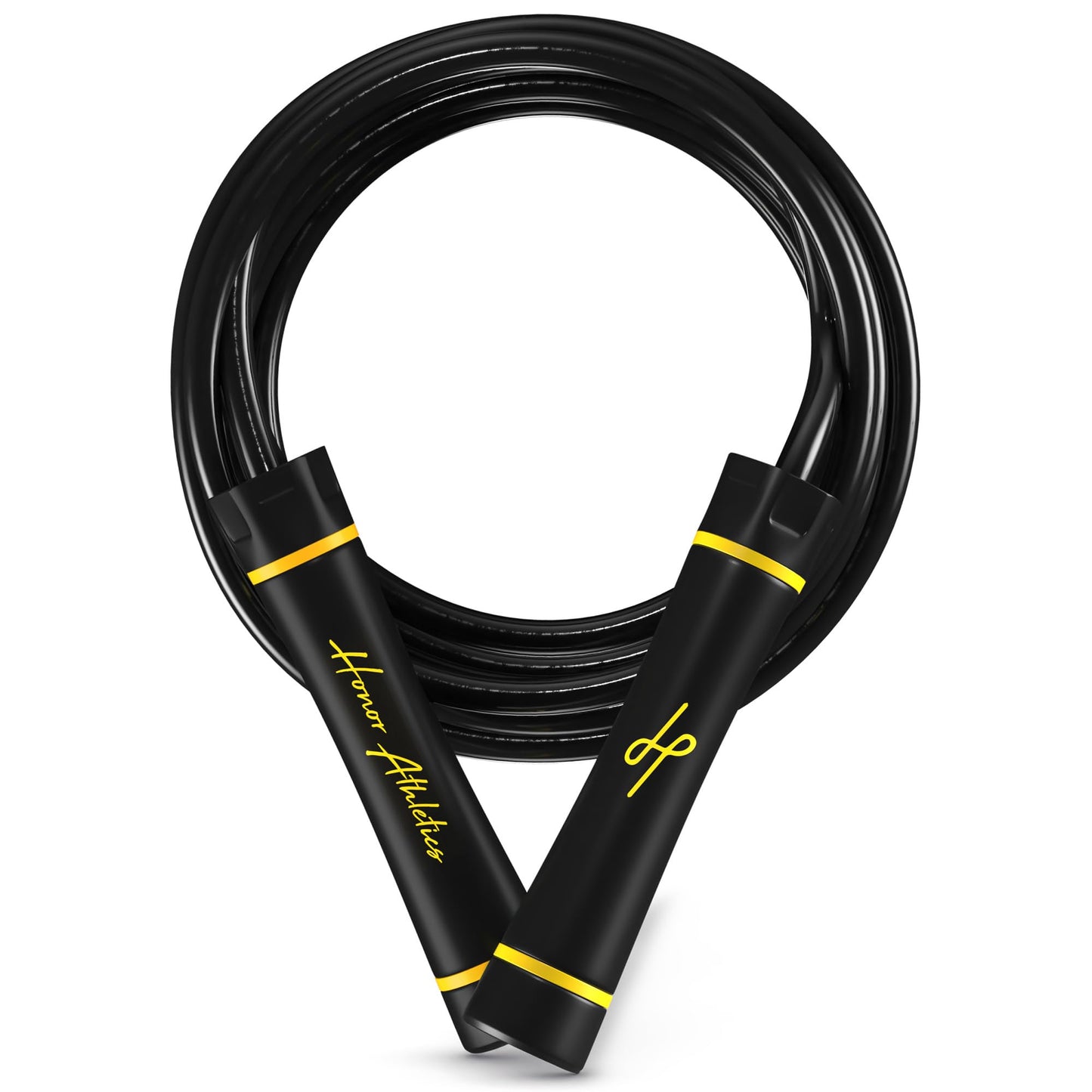 Honor Athletics,WEIGHTED 1.1lb HEAVY Jump Rope for High-Intensity and Strength Training,Adjustable 10ft PVC Rope with Ergonomic Grip, Ball Bearing, and Fitness,Designed for Adults and Kids (Black)