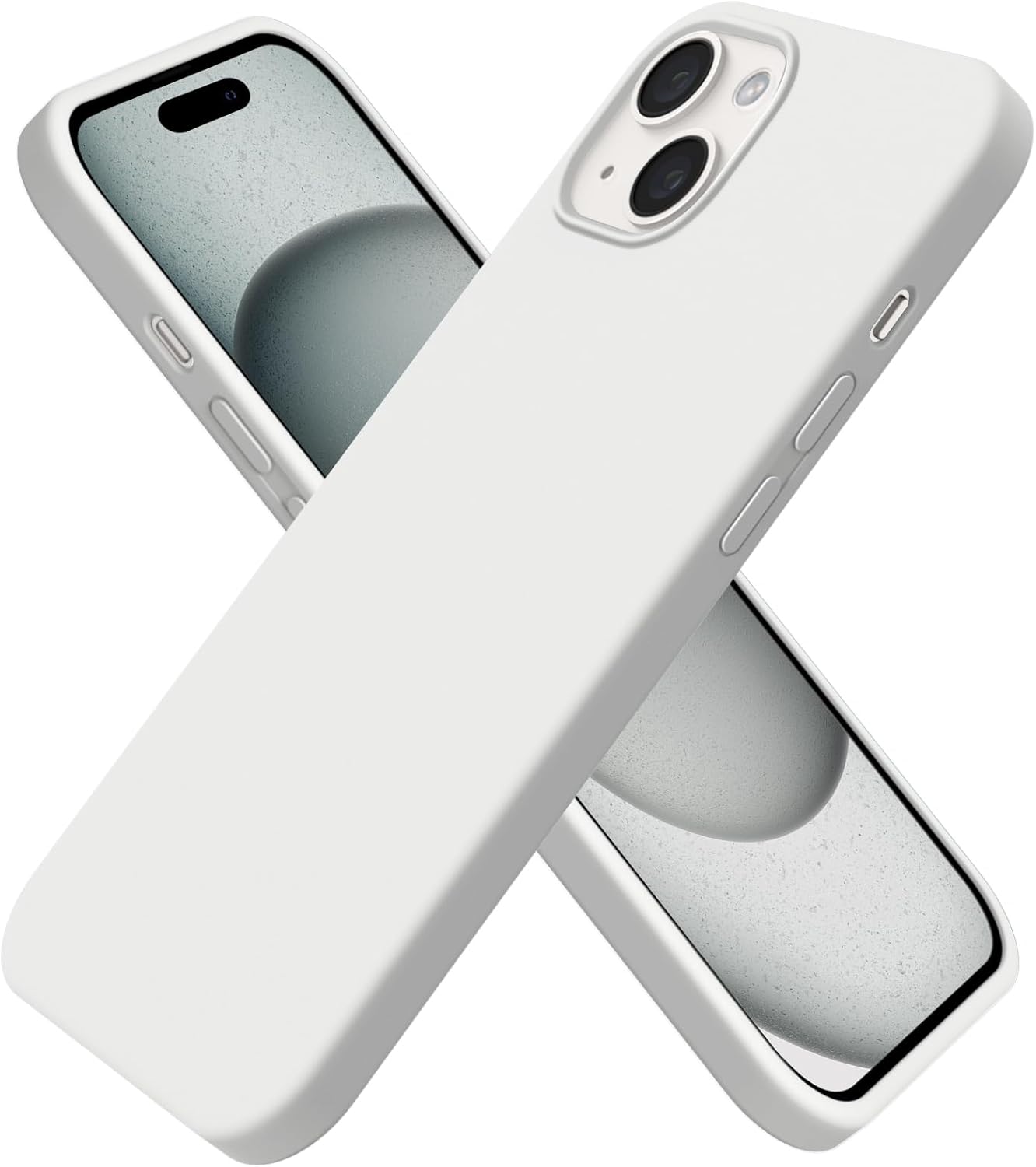 BUYDOT 15 6.1 Inch for iPhone Case Liquid Silicone Slim Shockproof Protective Cover Anti-Scratch Drop Protection,White