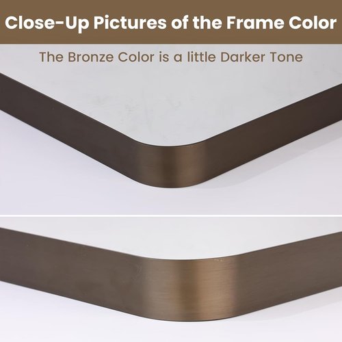 LOAAO 36”X36” Bronze Bathroom Mirror - Rounded Rectangle Design with Anti-Rust Frame | Versatile Hanging Options