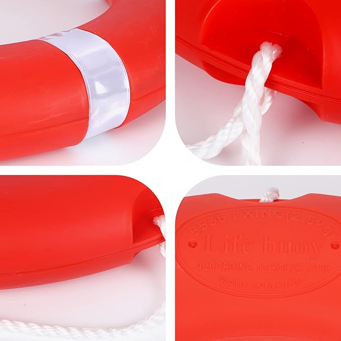 28/23 Inch Boat Safety Throw Ring Set, 98.4FT Floating Lifesaving Rope, 2.5/1.5 KG International Standard, Outdoor Professional Throwing Ring Rope Rescue Lifeguard Lifesaving