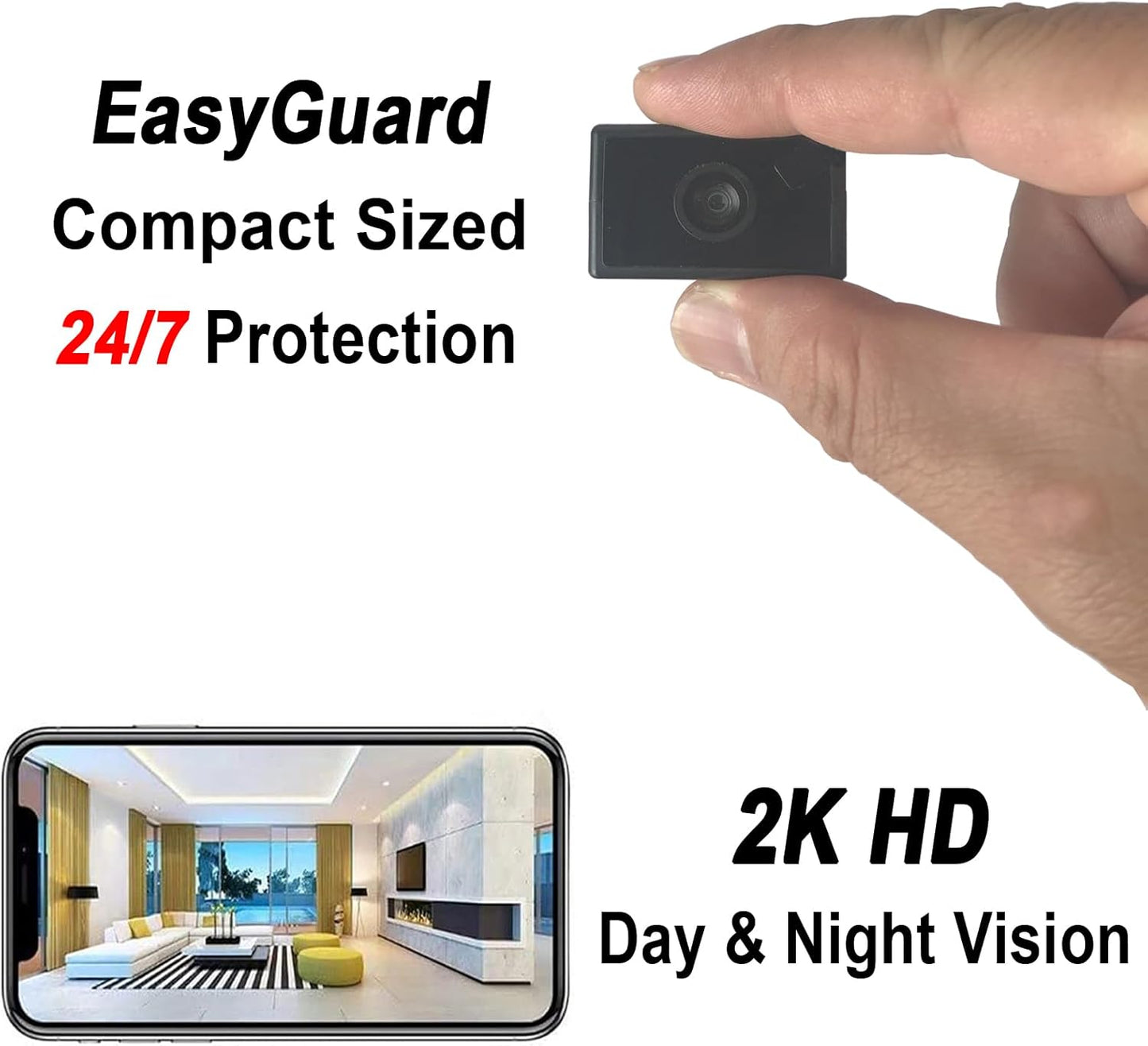 WKX 2K (W-C7) Mini Plug-in Security Camera with Rotating Lens, Night Vision, Motion Detection