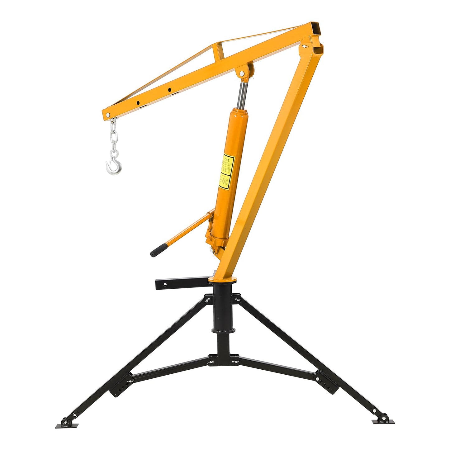1000 LB Capacity Hydraulic Hitch Mounted Crane, 360° Swivel Truck Bed Crane with 3 Adjustable Capacities for Lifting Heavy Motors, Construction Goods & Cargo, Yellow