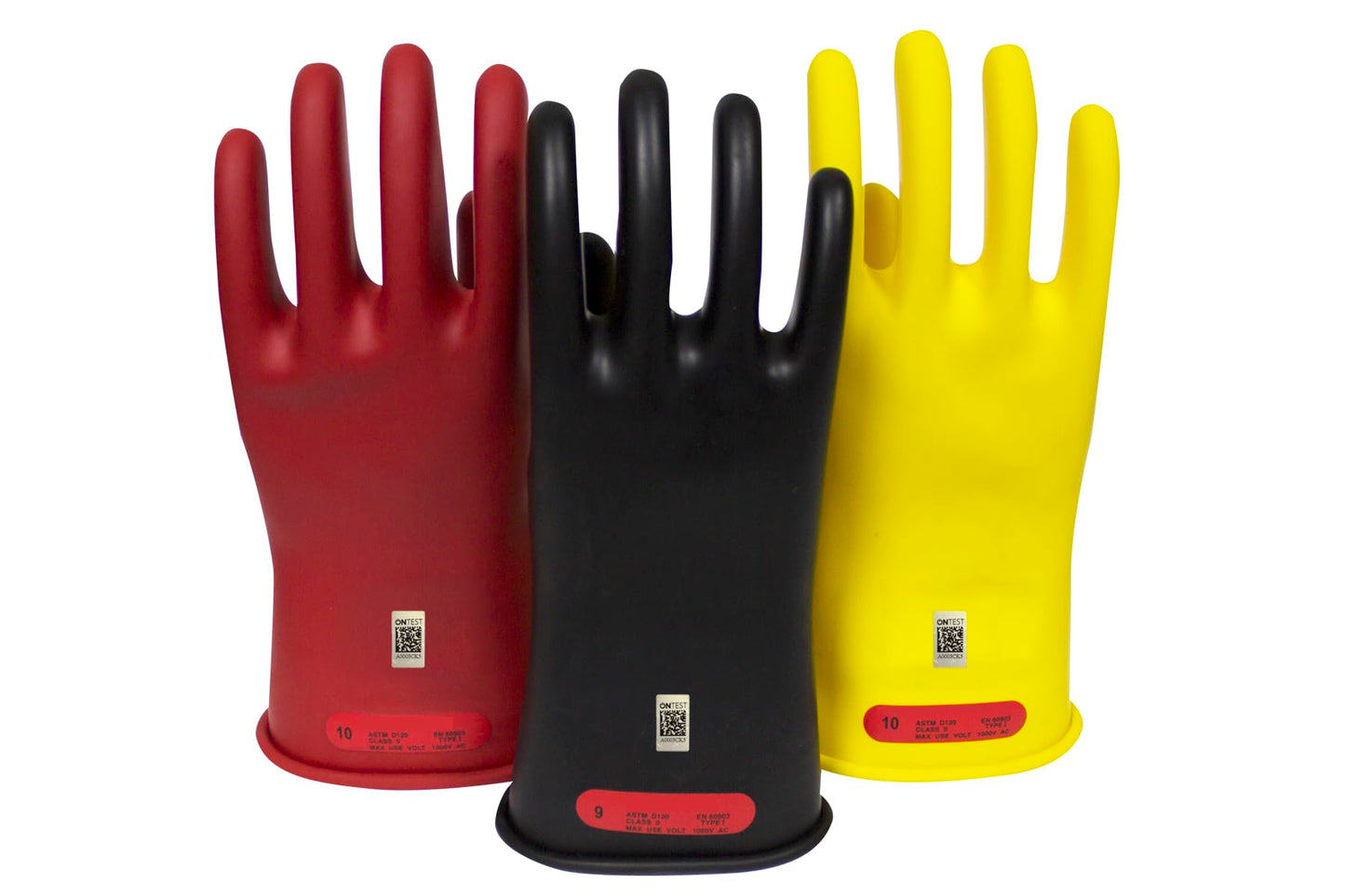 Enespro Class 00 Electrical Gloves 500V AC / 750V DC Black Insulated Rubber Gloves, 11” Electrical Safety Gloves for Linemen, and Utility Workers, Size 9