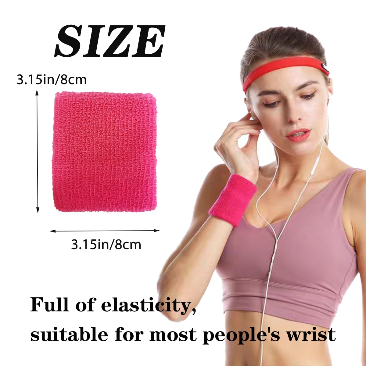 EAEDMY 12PCS Cotton Sports Wristbands Sweatbands for Men & Women, Absorb Sweat Wrist Bands Sweat Bands for Tennis Basketball Football Running Working Out (12PCS)
