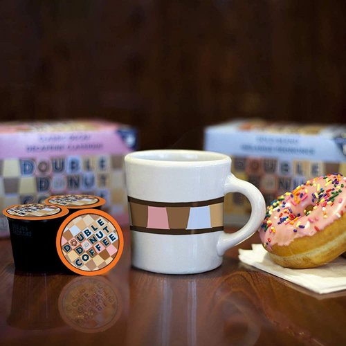 Double Donut Coffee Decaf Dark Roast Pods - Extra Bold Single Serve for Keurig | 80 Recyclable Pods
