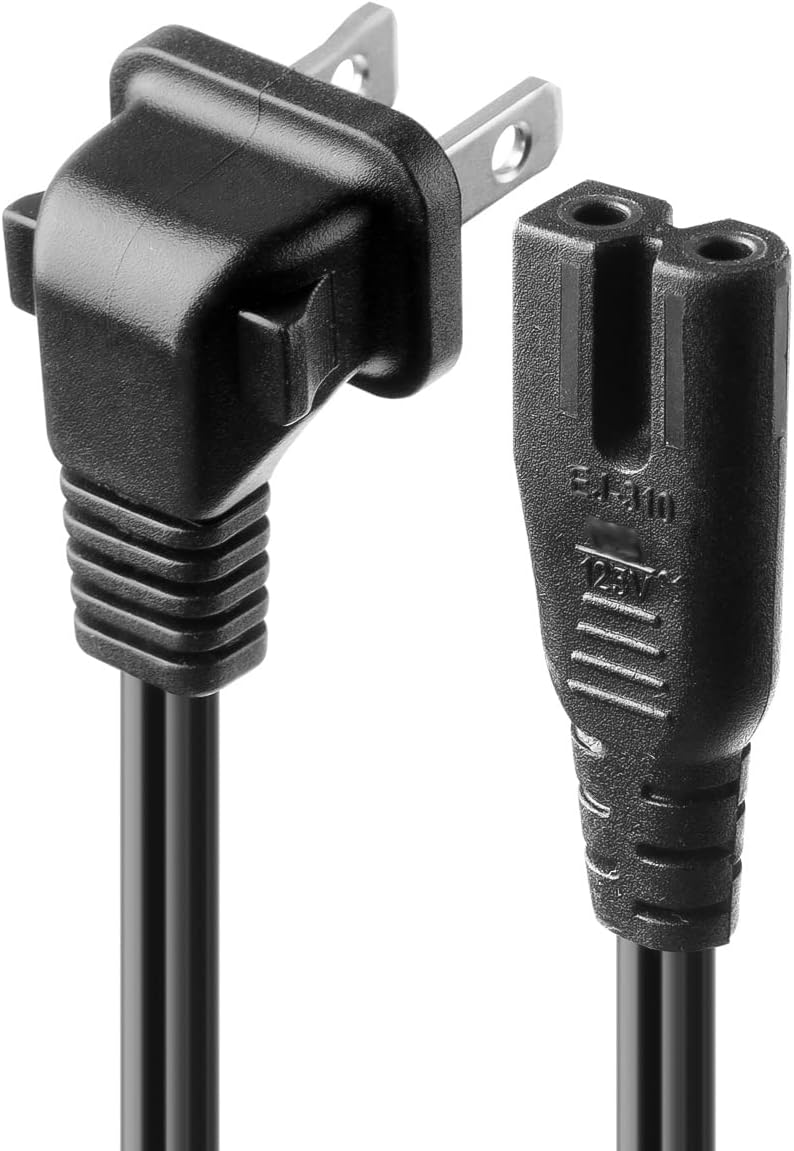 VSEER 2 90 18AWG SPT2 1-15P IEC320 C7 8 2-Slot (6 Prong Degree Angled Power Cord - NEMA to Figure Connector AC