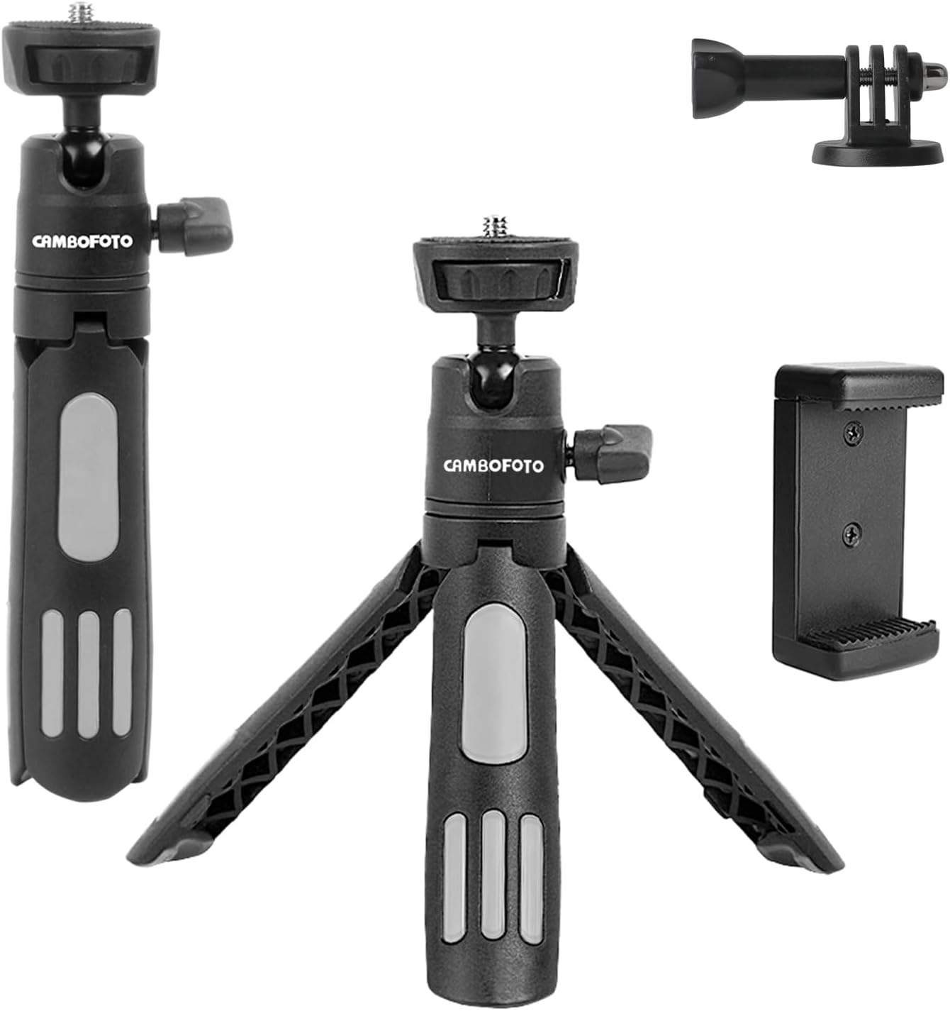 CAMBOFOTO Mini Tripod, Compact Lightweight Stand for Vlogging, Live Streaming, Stable Durable Celephone Tripod, Ideal