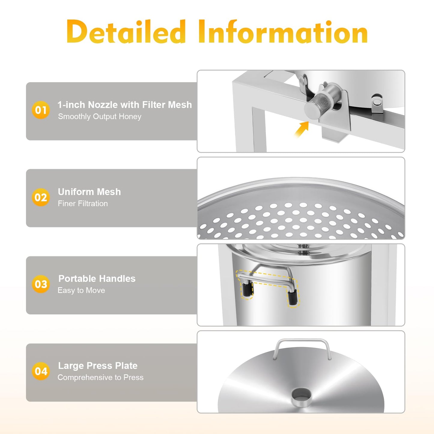 10L/2.6Gal Fruit Wine Press, DIY Large Manual Juice Press Maker Beeswax Extractor with T-Handle, Stainless Steel Cider, Grape, Apple Press Machine for Wine and Juice Making