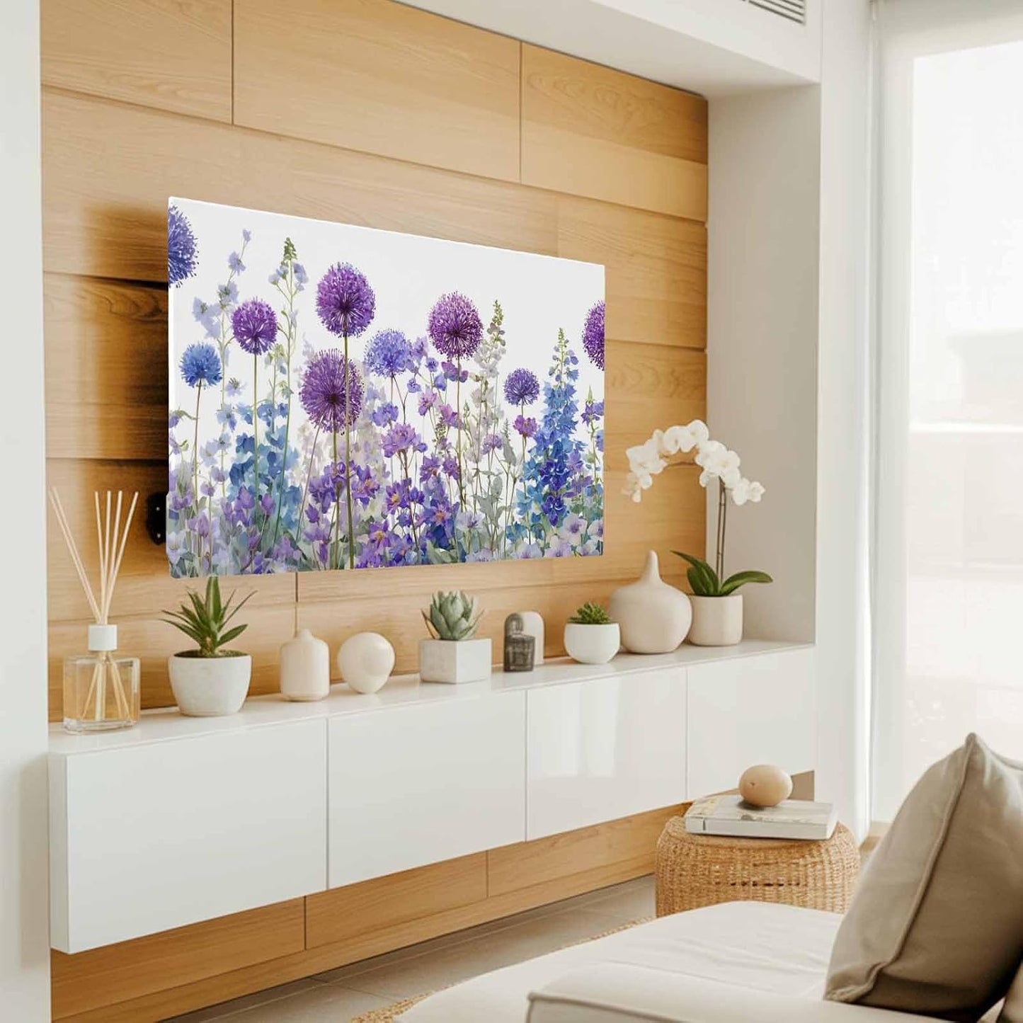 Trosturdspn 55 Inch Watercolor Floral Indoor TV Cover LCD TV Screen Protector Stretchable Television Dust Cover Spring