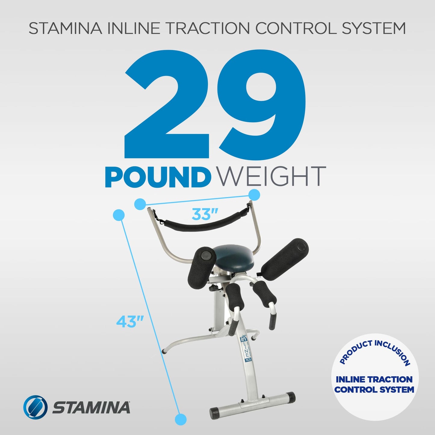 Stamina InLine Traction Control System, Back Pain Relief & Spine Decompression Machine - Stretching and Exercise Equipment for Home and Gym Workout - Portable Lower Body Fitness Stretcher