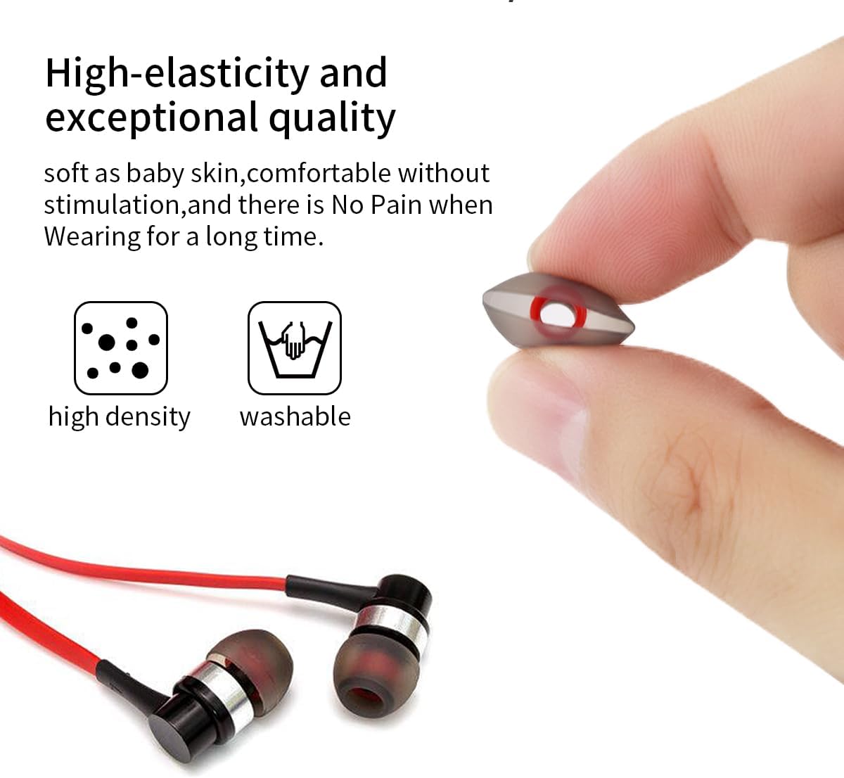 Quadafy 60PCS 3 Earbuds Replacement Tips Silicone, Ear Bud Replacement Pieces Silicone, Soft Silicone Replacement