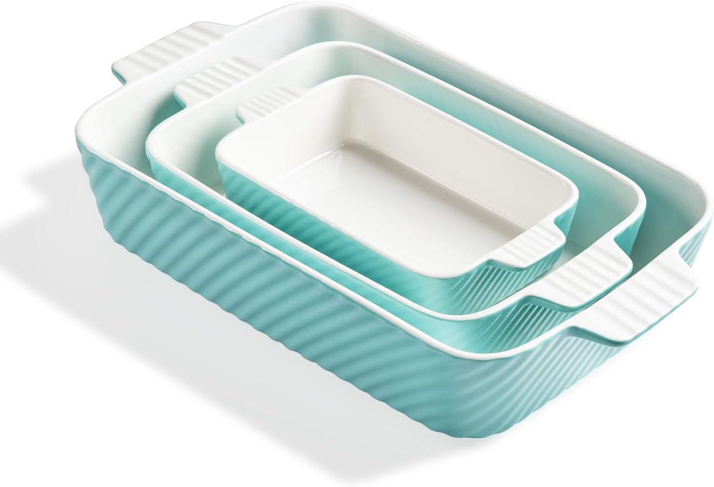 Sweejar Ceramic Baking Dish Set - Versatile Porcelain Casserole Dishes for Oven | Turquoise Color