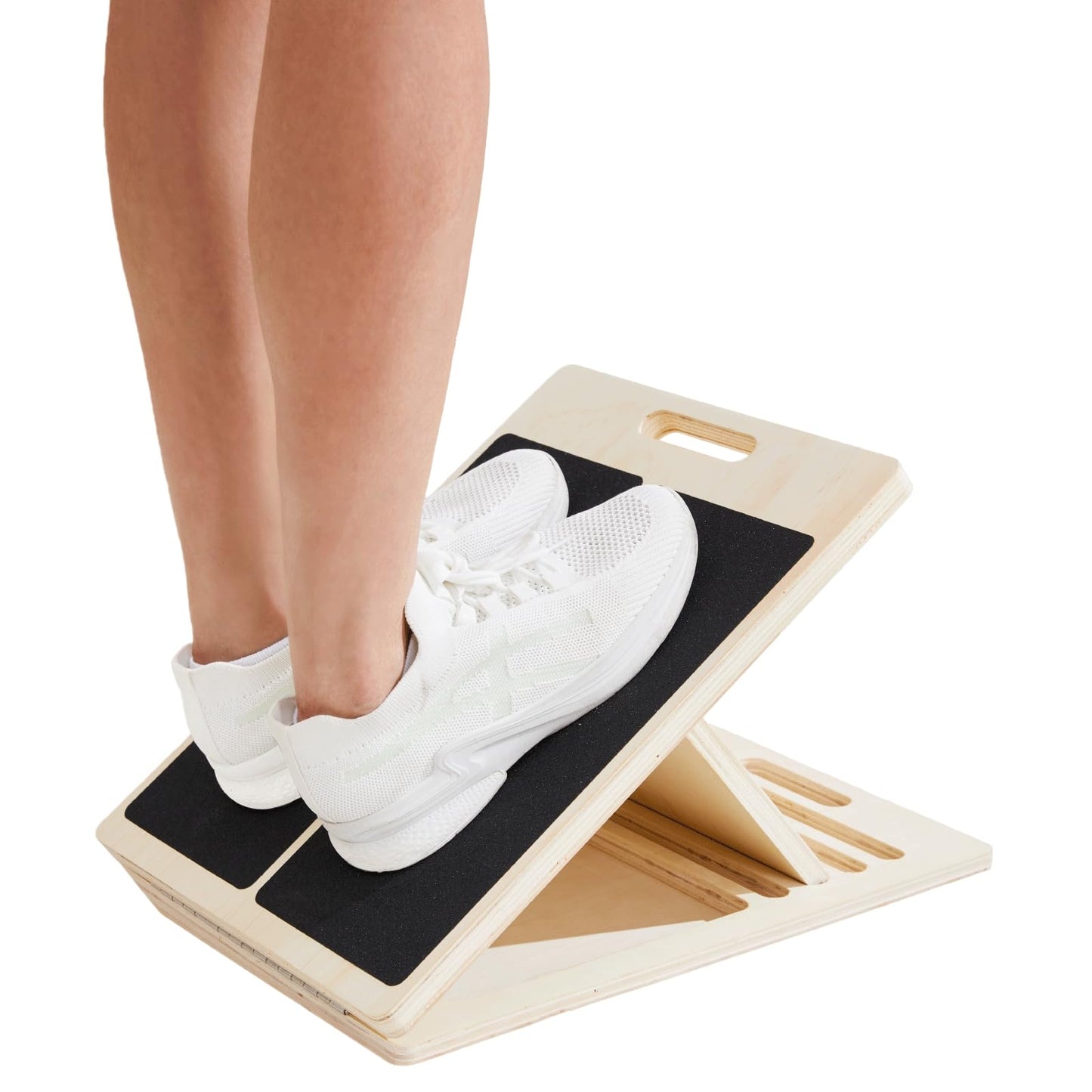 Reoceing Adjustable Wooden Slant Board for Calf Stretching, 5 Angle Incline Board for Exercise, Non-Slip Design, 400 lb Capacity, Foldable Stretch Board
