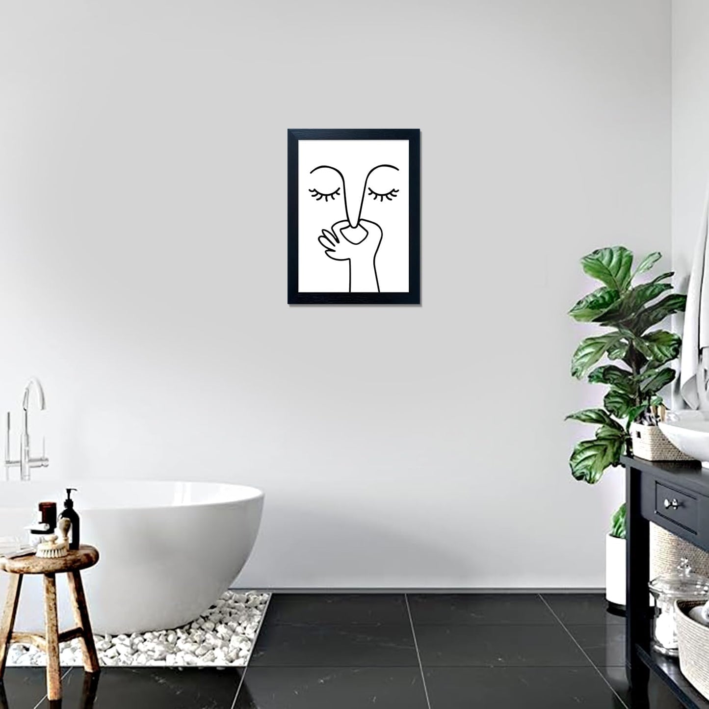 Regine Switzerland Black and White Bathroom Wall Art - Humorous Canvas Print for Modern Decor