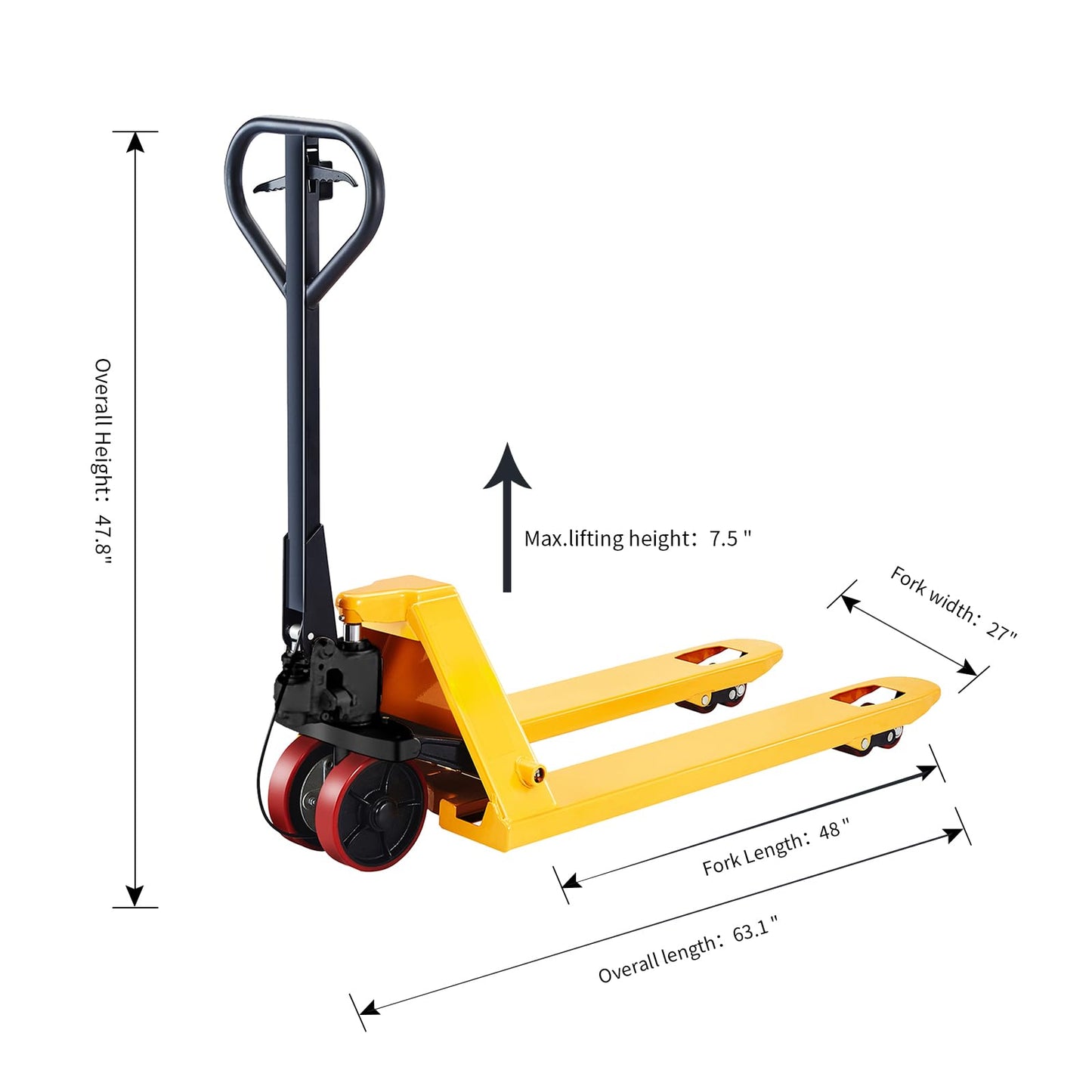 Tory Carrier Pallet Jack Hand Pallet Truck 48" Lx27 W 5500lbs Capacity with Brake System