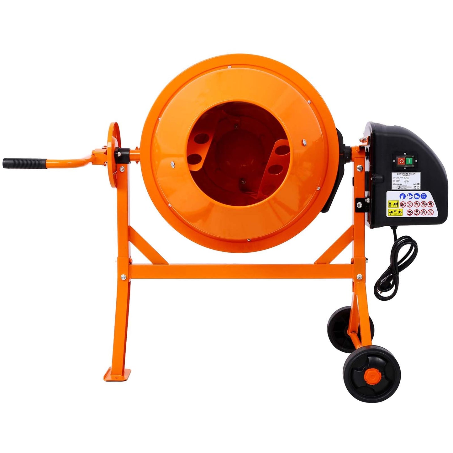Electric Cement Mixer, 3 Cubic Ft, Portable Wheelbarrow Concrete Mixer with 550W Motor & 6-inch Wheels, 1/3 HP Concrete Mixing Machine Tools for Stucco, Mortar, Seeds, Feed (3 Cubic Ft)