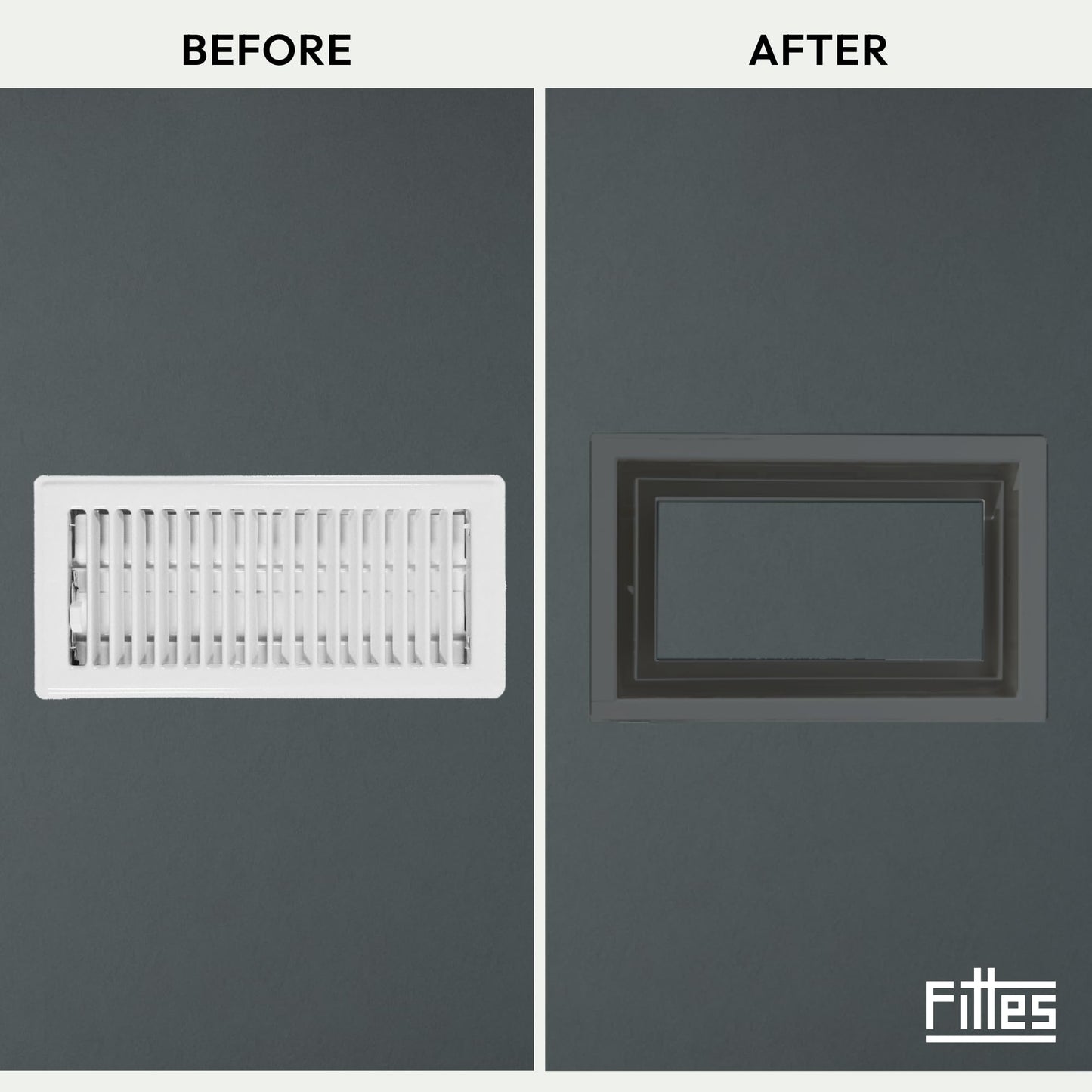 Fittes Framed Wall Vent [Luxe+], Steel HVAC Air Return Register Cover, Customizable Adjustable Increased Airflow Solution for Home or Ceiling, 15-Min DIY Setup, Damper Included – 4"x10" – White