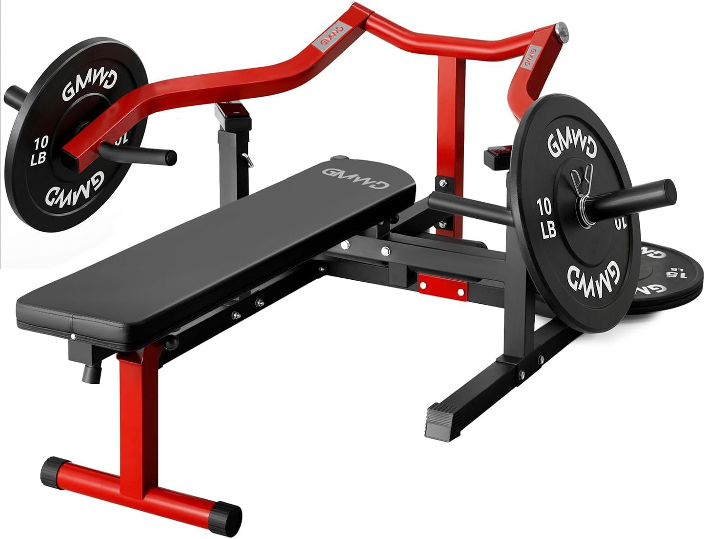 GMWD Chest Press Machine, 1200LBS Bench Press Machine with Independent Converging Arms, Adjustable Flat Incline Bench for Chest, AB Workouts, Shoulder Home Gym Equipment, Red, V1
