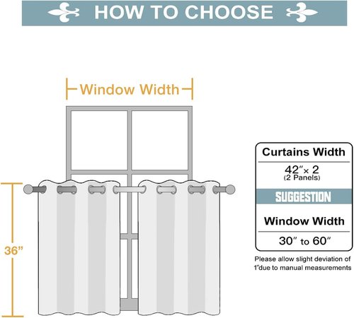 ChrisDowa Small Window Curtains - Grommet Thermal Insulated Room Darkening Panels (Black, 42 x 36 Inch)