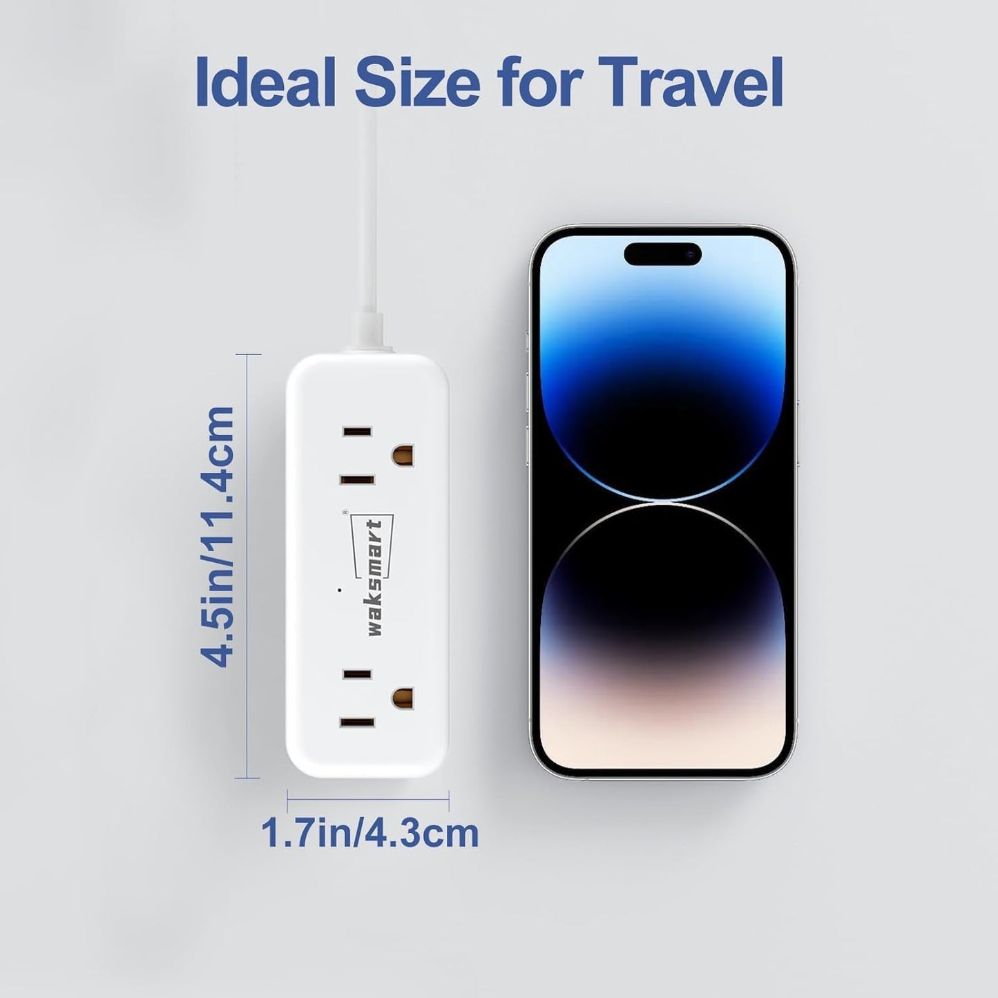 Waksmart PD20W -3 4 3 Flat Plug Power Strip Ft Flat Plug Extension Cord with AC Outlets Quick Charging USB Ports, Flat