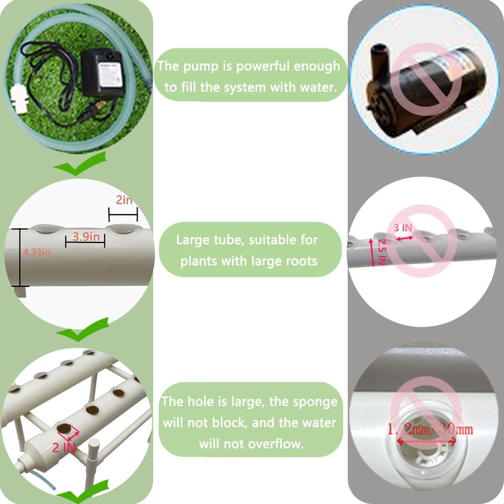 INTBUYING Hydroponic Growing System 20 Holes 4 Pipes 2 Layer Plant Site Grow Kit Hydroponic Gardending System with 110V Pump Extra-Lage Planting Basket for Strawberry