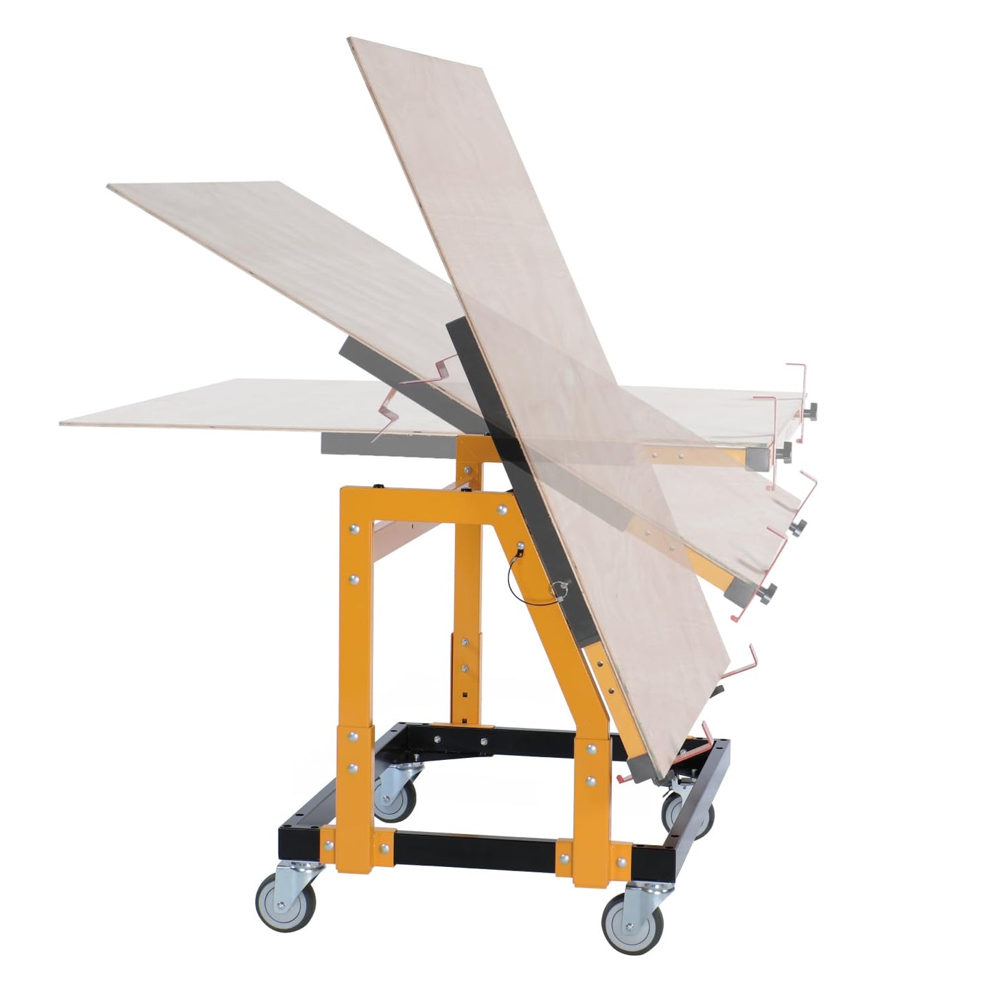 POWERTEC Panel Transfer Cart with Tilting Top - Multi-Purpose Mobile Shop Stand, 220lbs Capacity, 31-37" Adjustable Height, 4" TPR Wheels - 2 Casters with Brake 2 Without (UT1011)