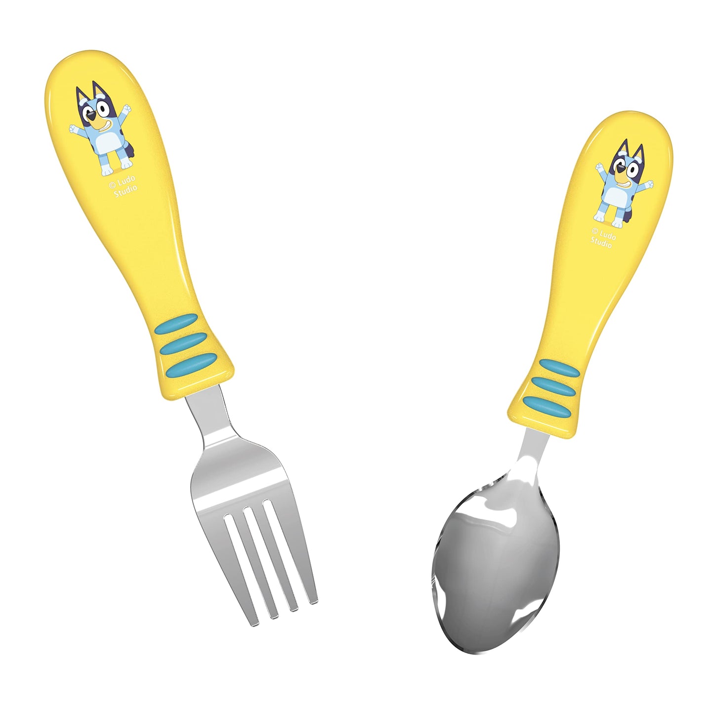 Zak Designs Bluey Kid Flatware Set with Fun Character Art on Both Utensils, Non Slip Fork and Spoon Set is Perfect for Encouraging Picky Eaters to Finish Their Plates (2 pk, BPA-Free)