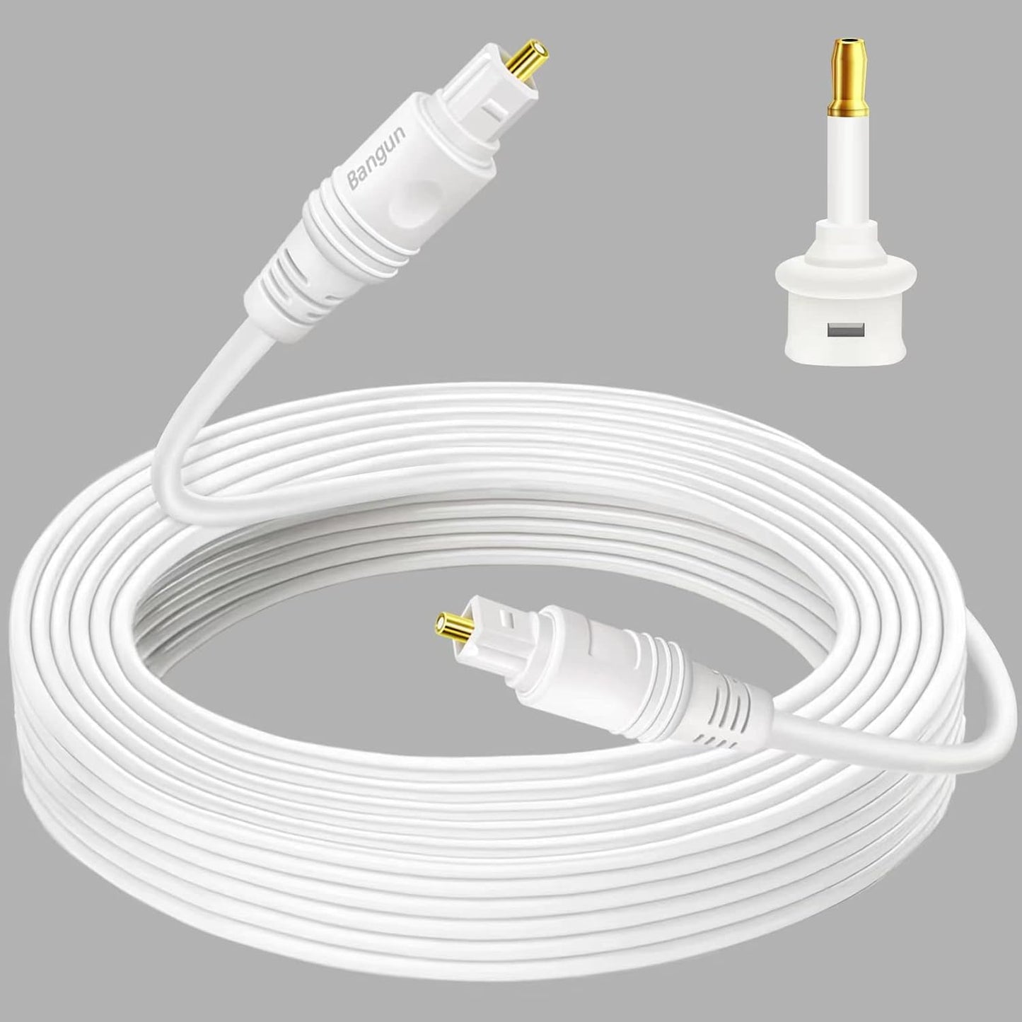 30 Bar/TV/PS4/Xbox feet White Optical Audio Cable, Slim Toslink Digital Fiber Optic Audio Cable, Optic Cord for Sound