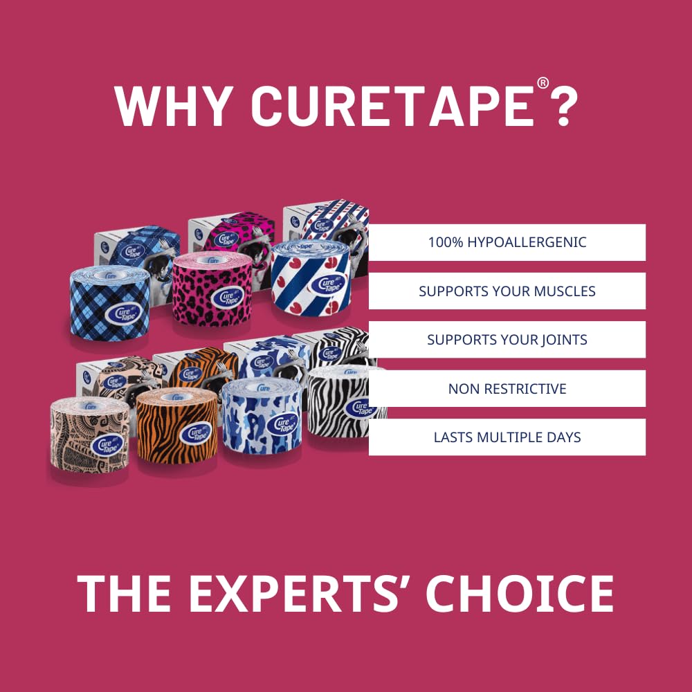 CureTape Art | Kinesiology Tape for Body Pain | Elastic Therapeutic | Waterproof Athletic | Long-Lasting Medical K (Leopard)