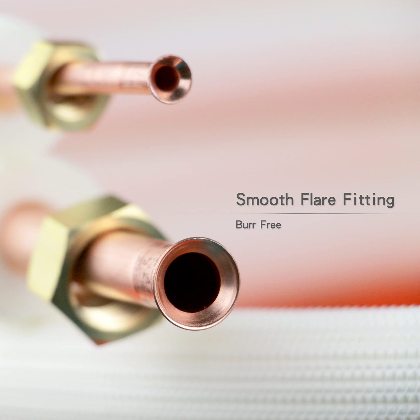 50ft Length Mini Split Line Set,1/4" 3/8" OD Copper Pipes Tubing and 3/8 White PE Thickened Insulated Coil with Flared Nuts for Mini Split Air Conditioner HVAC or Heat Pump System. (50Ft(1/4+3/8))
