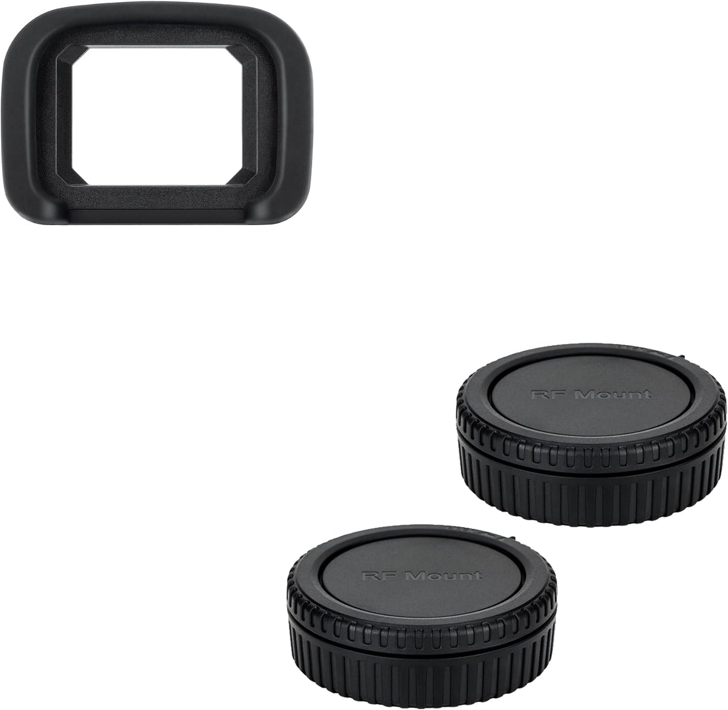 2-Pack R3 JJC ER-H Soft Eyecup Eye Cup Eyepiece Viewfinder & RF Mount Body Cap Rear Lens Cover Cap for Canon EOS Camera