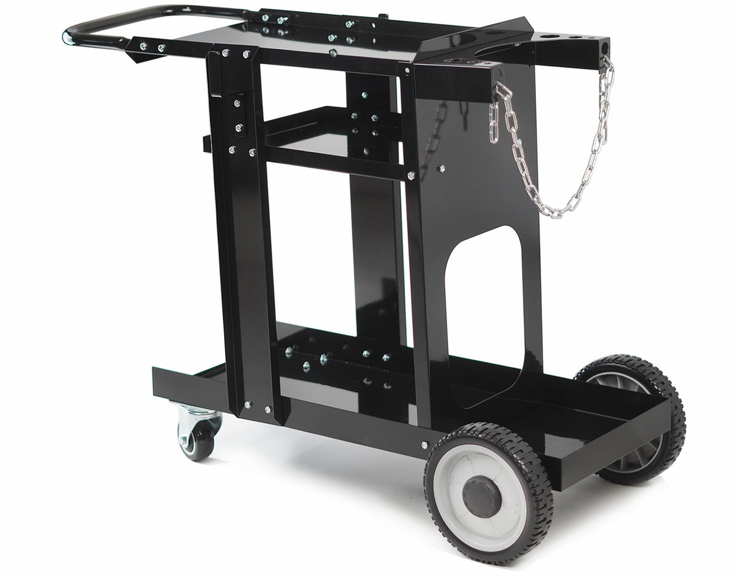 Foxngear Heavy Duty Welding Cart for TIG MIG Welder Plasma Cutter, Large 3-Tier Welder Cart with Gas Bottle Storage, Swivel Caster Wheels, Steel, Black