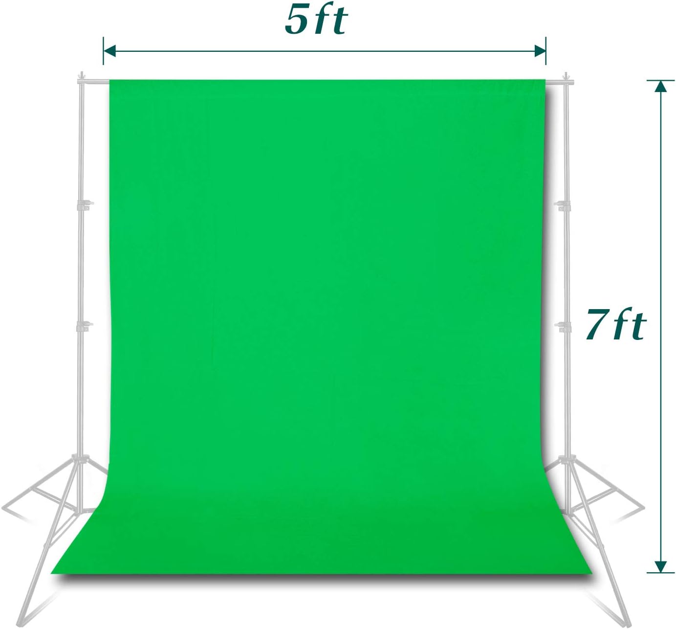 EMART 5x7ft 2 Green Screen Backdrop, Polyester Wrinkle-Resistant Curtain Fabric, Chroma-Key greenscreen Cloth Sheet