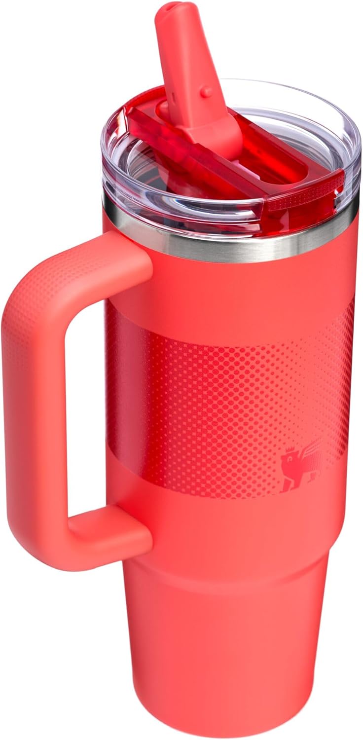 STANLEY Quencher ProTour 30 oz Tumbler - Leakproof Lid, Built-in Straw & Handle | Insulated Stainless Steel | Hot Coral Fade