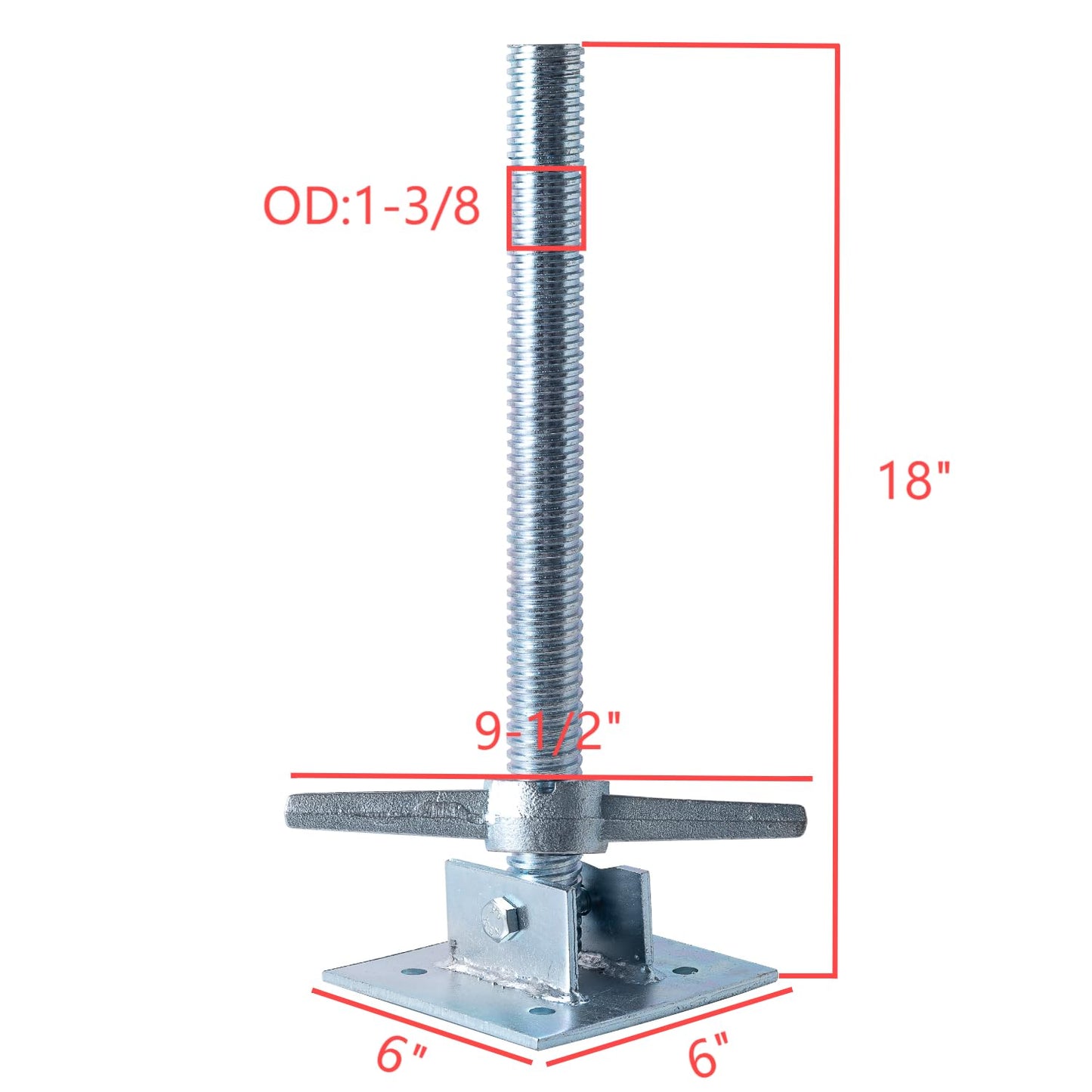 BGTLGIO 4 Pack Adjustable Leveling Scaffold Jacks, 6000 Lbs Load Capacity, Swivel Screw Jacks with Base Plate for Baker-Style Scaffolding