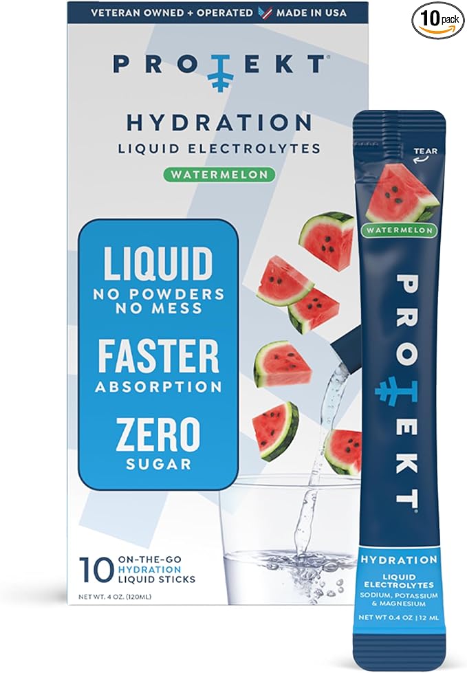 Electrolyte Packets for Recovery & Hydration | Organic & Sugar-Free Electrolytes Drinks | Works Faster Than Powder Drink | On-The-Go Liquid Hydration Drink | Watermelon, 10 Pack