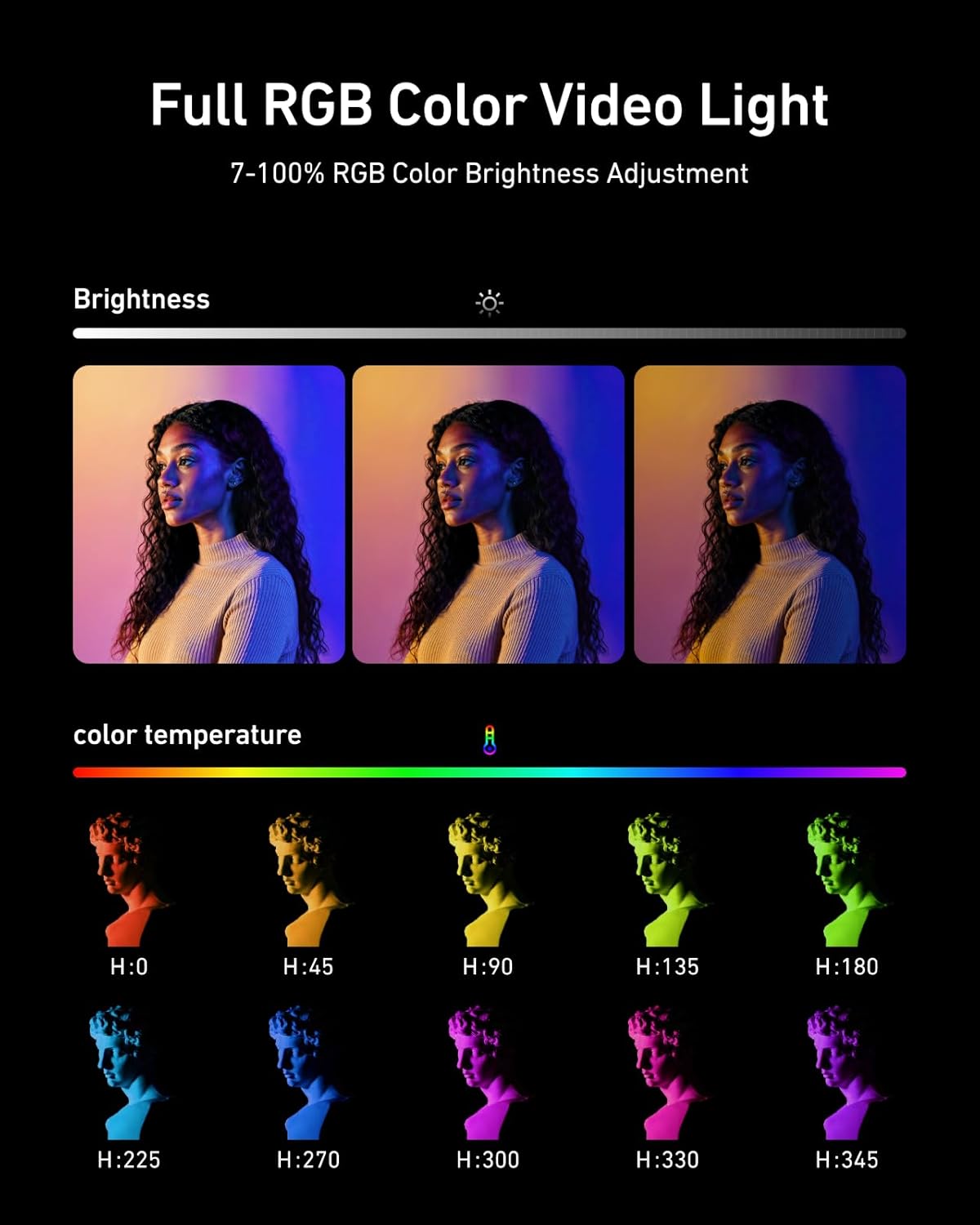 TELESIN 95 Magnetic RGB Video Light | Cold Shoe Mount for DSLR Camera Light Photography Attachment | CRI & with Soft