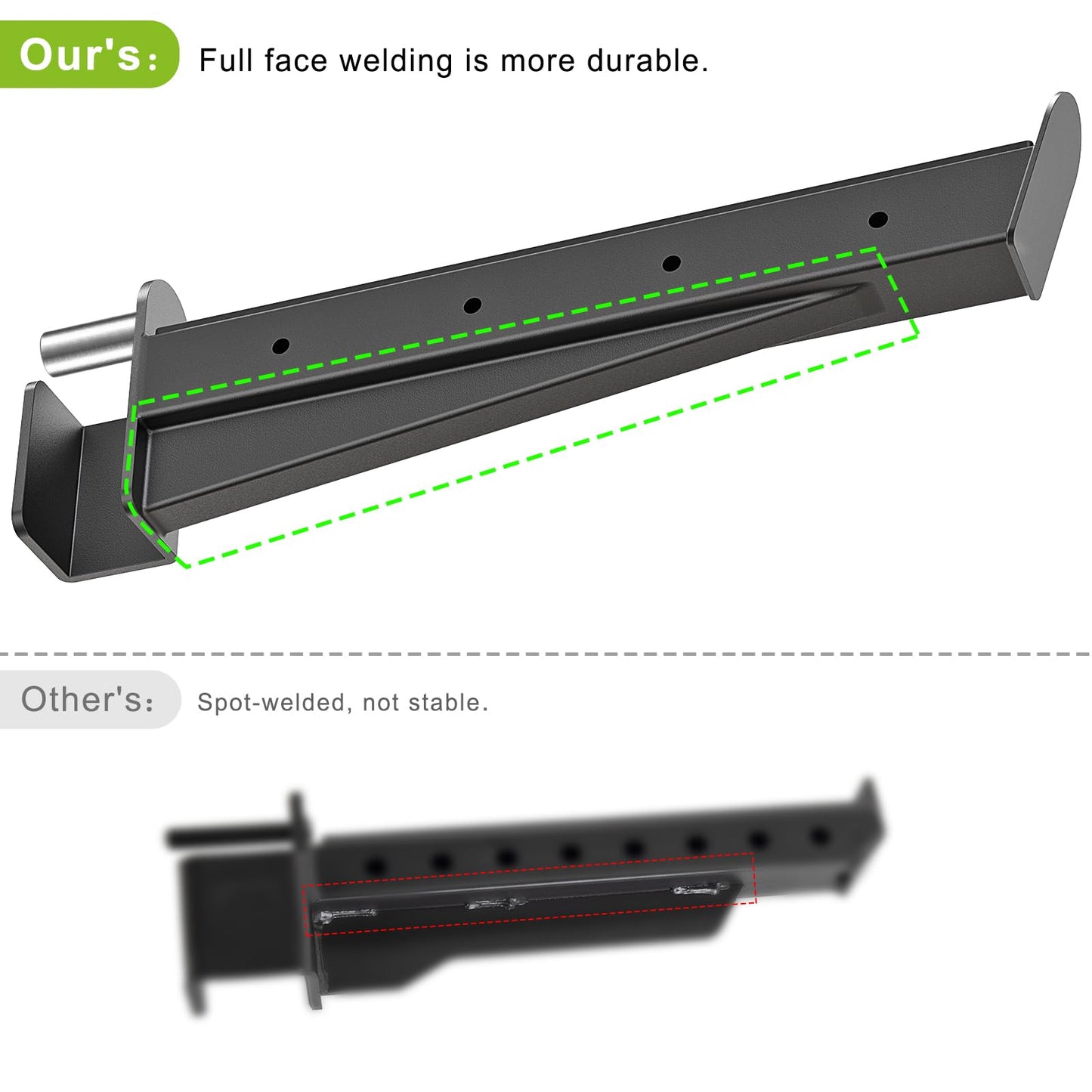 Kipika Safety Spotter Arms for 2" x 2" Power Racks with 5/8" or 1" Holes - Heavy Duty Barbell Safety Catches with Rubber Pad - Adjustable and Easy to Install - Set of 2